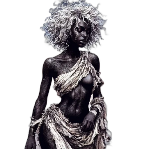 dress, jewelry, creature, staff transparent PNG cut-out