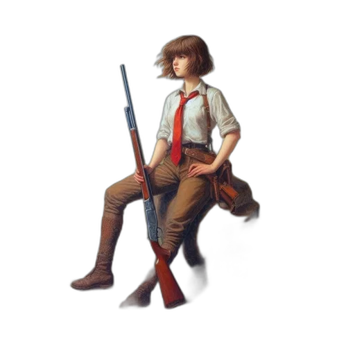 staff, weapon, jacket, hat transparent PNG cut-out