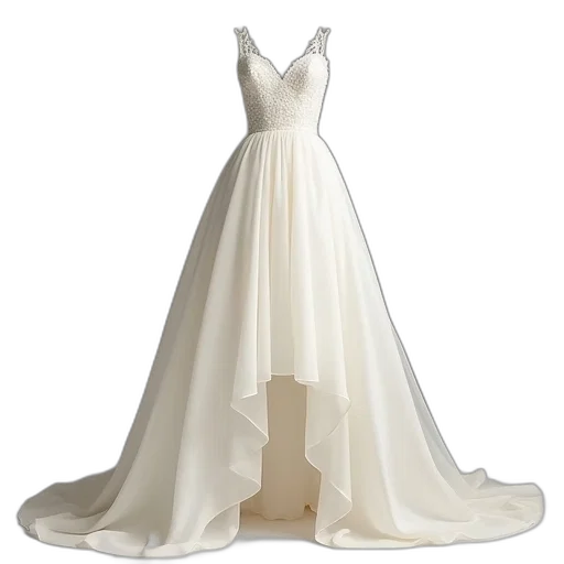 dress, strapless, wedding, chiffon transparent PNG cut-out