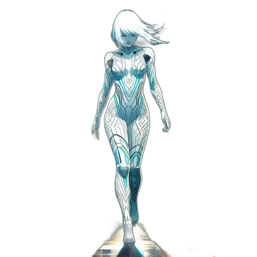 robot, dress, creature, staff transparent PNG cut-out