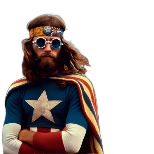 comic book art, man, star-patterned, shirt transparent PNG cut-out