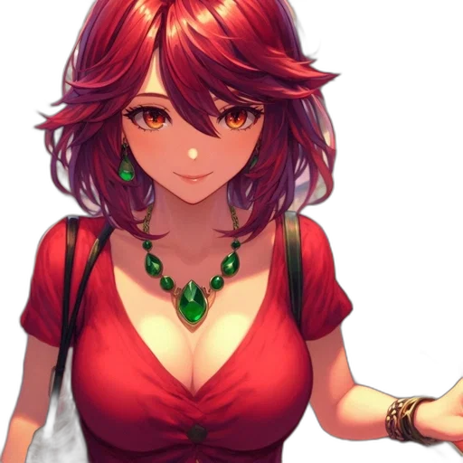 dress, face, jewelry, staff transparent PNG cut-out