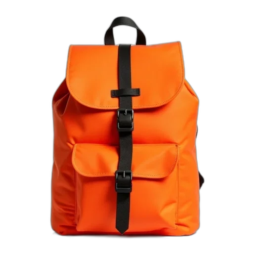 jacket, bright, orange, backpack transparent PNG cut-out