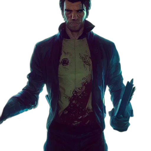 jacket, face, concept art, cyberpunk transparent PNG cut-out