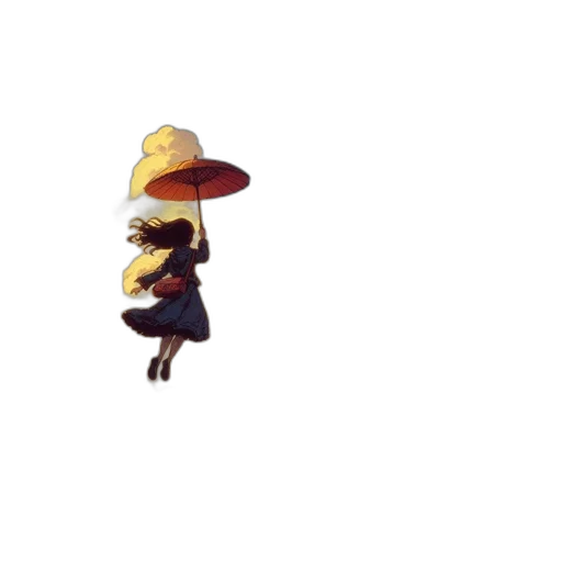 hat, umbrella, staff, flower transparent PNG cut-out