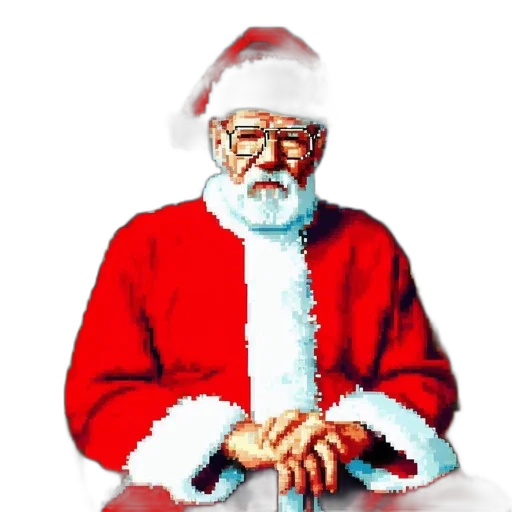 pixel art, 3d render, photorealistic, santa transparent PNG cut-out