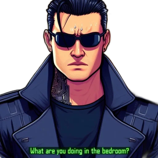 jacket, face, robot, comic book art transparent PNG cut-out