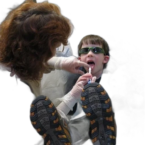 creature, hair, jacket, staff transparent PNG cut-out