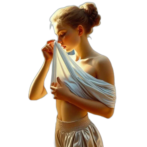 dress, jewelry, staff, oil painting transparent PNG cut-out