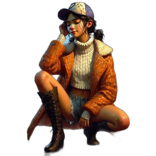 jacket, hat, staff, weapon transparent PNG cut-out