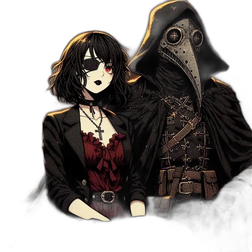 mask, jacket, staff, concept art transparent PNG cut-out