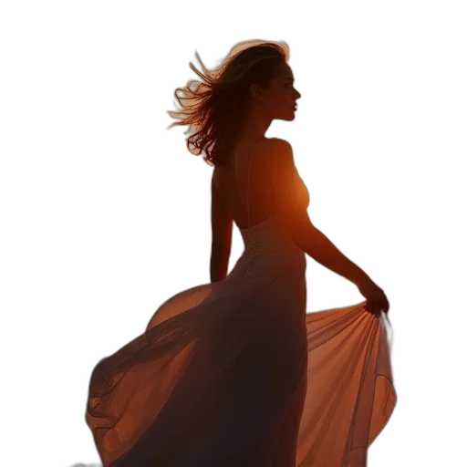 dress, hair, jewelry, photorealistic transparent PNG cut-out
