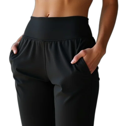 black, fitness, pants, pockets transparent PNG cut-out