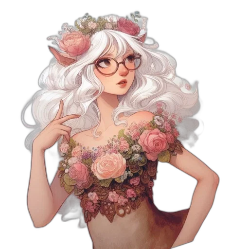 flower, dress, crown, pixel art transparent PNG cut-out