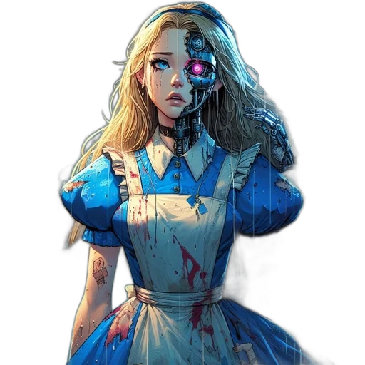 dress, face, staff, comic book art transparent PNG cut-out