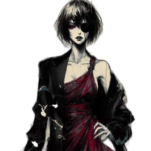 dress, jacket, staff, weapon transparent PNG cut-out