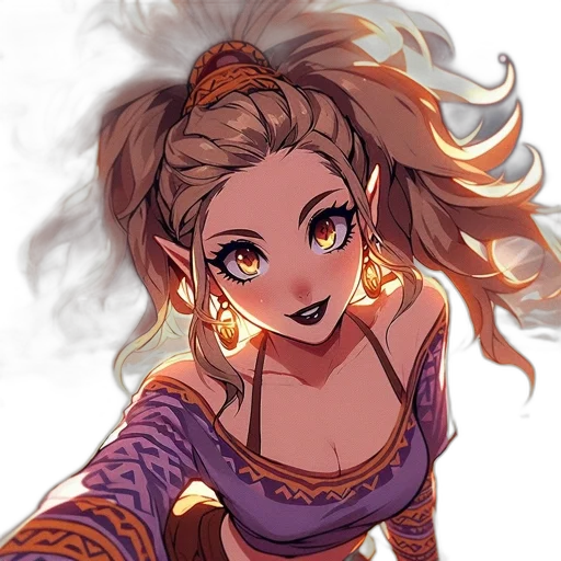 dress, face, staff, hair transparent PNG cut-out