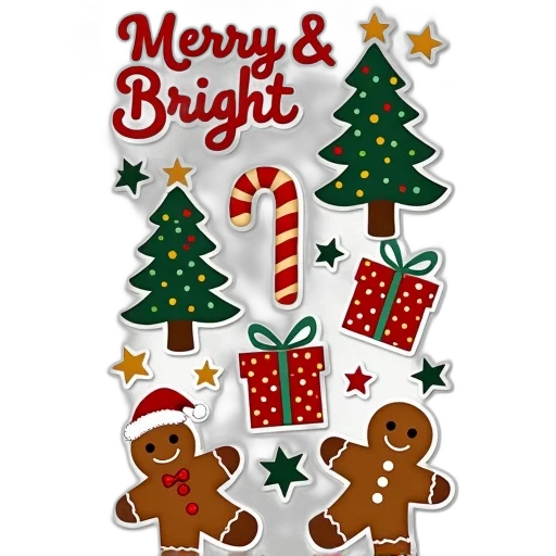 sticker, sheet, various, christmas-themed transparent PNG cut-out