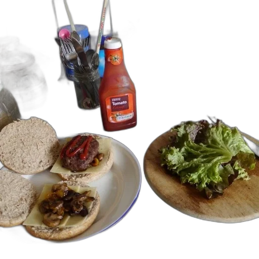 food, burger, mushrooms, cheese transparent PNG cut-out