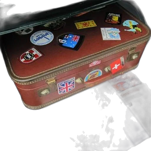 3d render, vintage, suitcase, travel transparent PNG cut-out