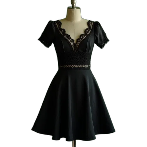 dress, 3d render, dark, monochrome transparent PNG cut-out