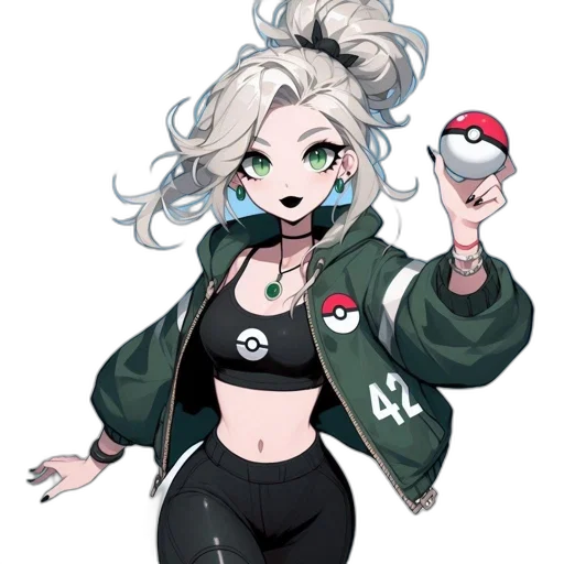 jacket, staff, creature, hair transparent PNG cut-out