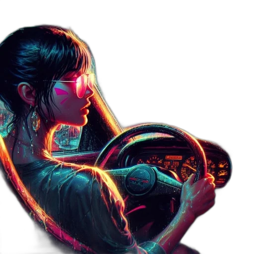 car, cyberpunk, concept art, vaporwave transparent PNG cut-out