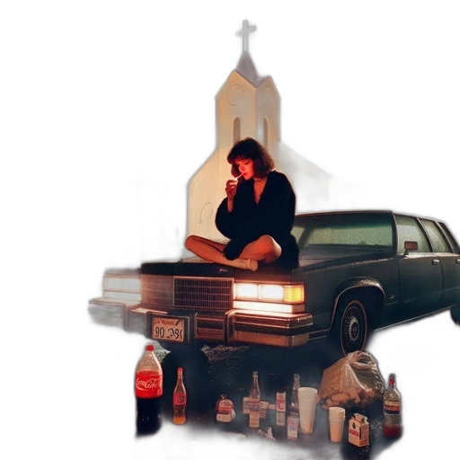 car, jacket, concept art, vaporwave transparent PNG cut-out