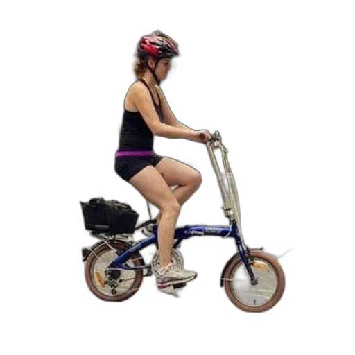 woman, rides, blue, folding transparent PNG cut-out