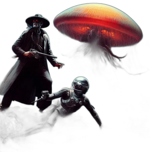 hat, robot, concept art, fantasy art transparent PNG cut-out