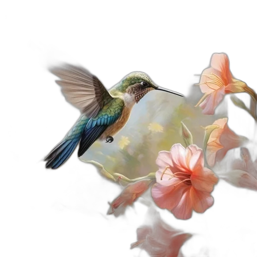 flower, animal, photorealistic, oil painting transparent PNG cut-out