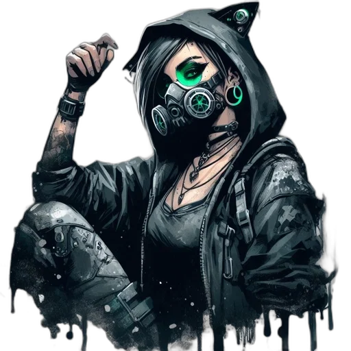 mask, jacket, face, cyberpunk transparent PNG cut-out