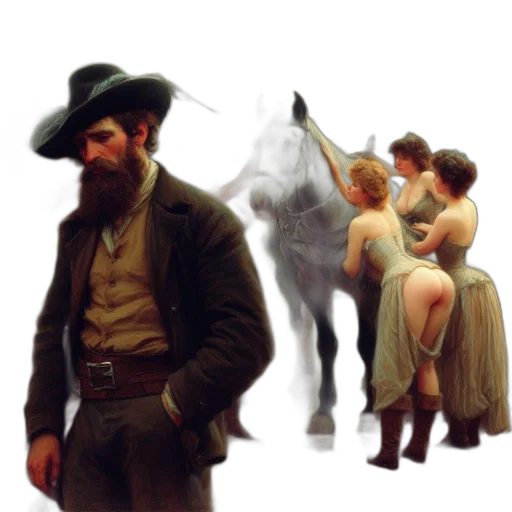 hat, staff, concept art, oil painting transparent PNG cut-out