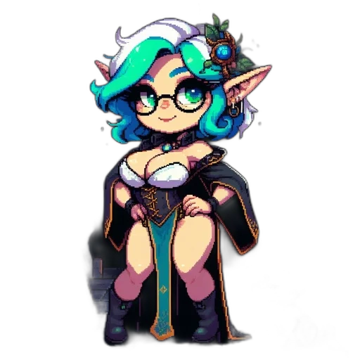 staff, dress, fantasy art, pixel art transparent PNG cut-out