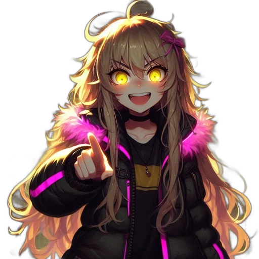 jacket, staff, creature, hair transparent PNG cut-out