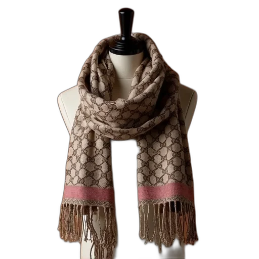 earth tones, gucci, scarf, logo transparent PNG cut-out