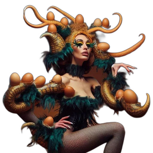 creature, crown, hair, mask transparent PNG cut-out