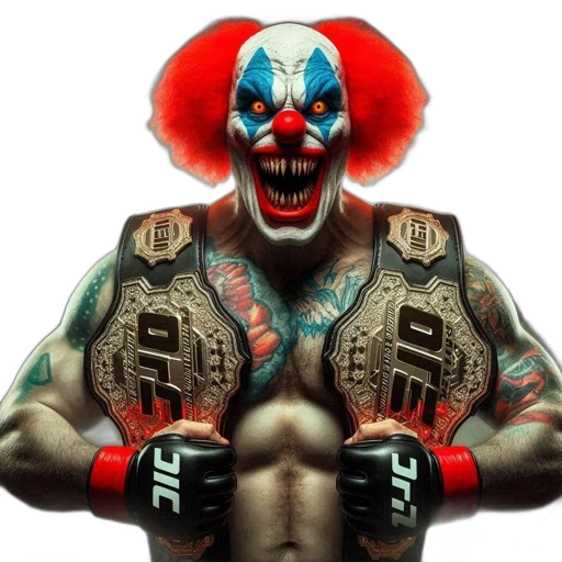 concept art, photorealistic, menacing, clown transparent PNG cut-out