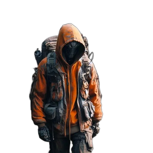 jacket, mask, weapon, creature transparent PNG cut-out