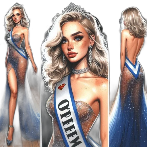 dress, crown, concept art, photorealistic transparent PNG cut-out