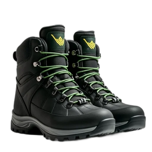 shoes, pair, black, green transparent PNG cut-out