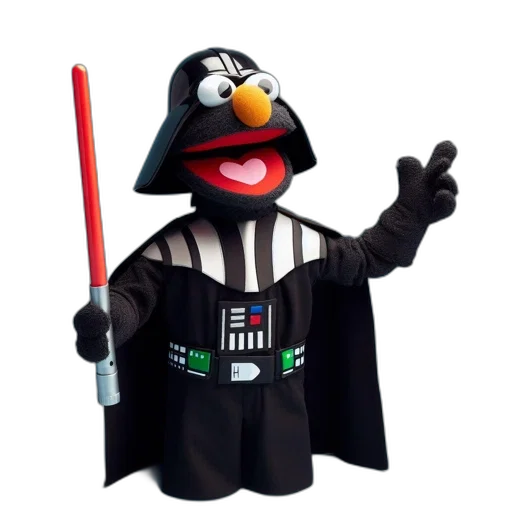 staff, grover-puppet, dressed, darth transparent PNG cut-out