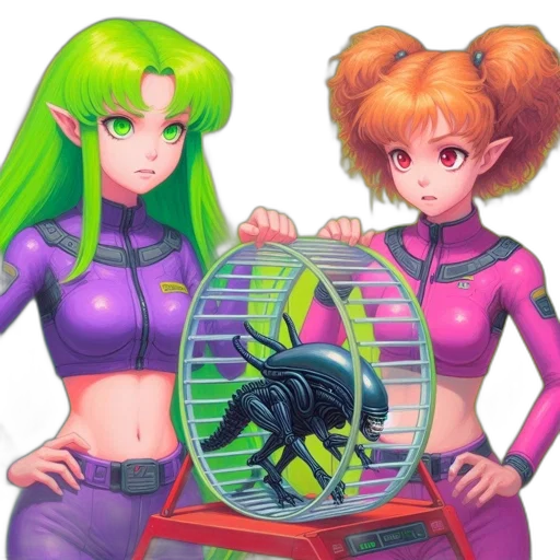 hair, vaporwave, concept art, pixel art transparent PNG cut-out