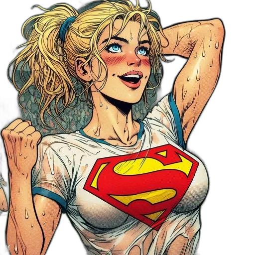 comic book art, cartoon, concept art, supergirl transparent PNG cut-out