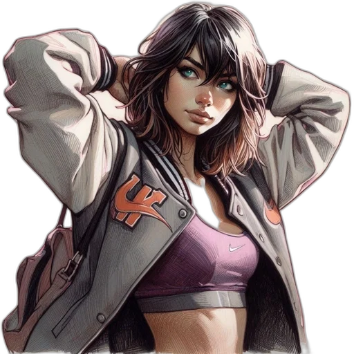 jacket, weapon, face, comic book art transparent PNG cut-out