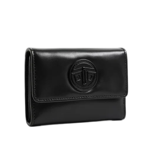 black, leather, wallet, visible transparent PNG cut-out
