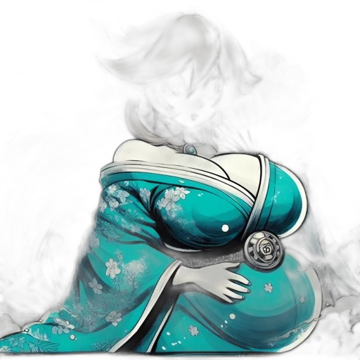 dress, mask, staff, dragon transparent PNG cut-out