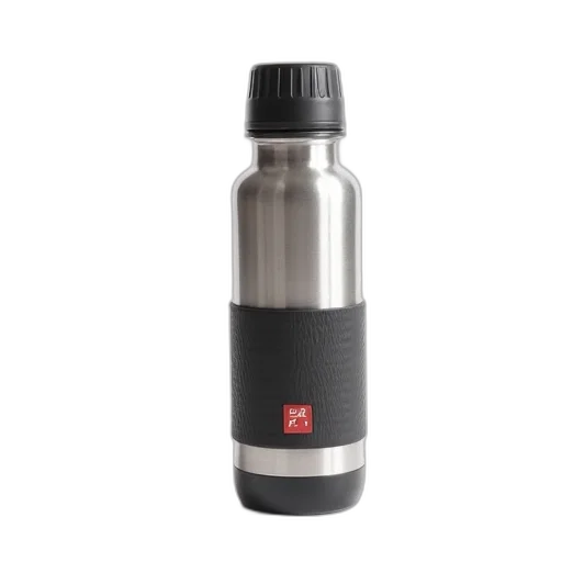 bottle, silver, thermos, black transparent PNG cut-out