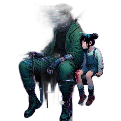 jacket, mask, robot, weapon transparent PNG cut-out