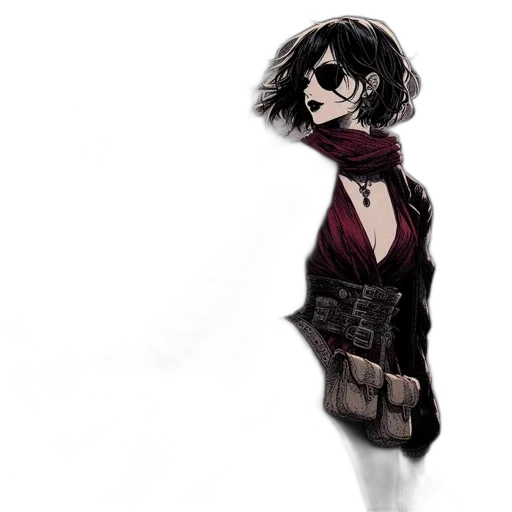 dress, jacket, mask, staff transparent PNG cut-out